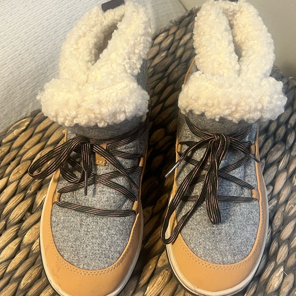 Cozy Gray and Tan Winter Boots